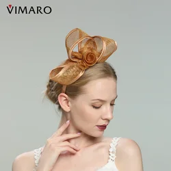 VIMARO Gold Sinamay Fascinators for Women Elegant Headbands Fascinator Hats for Women Wedding and Church Hat Derby Tea Party