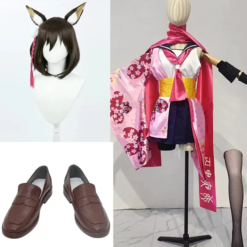 Blue Anime Archive Kuda Izuna shoes Cosplay  Costume wig Custom Size