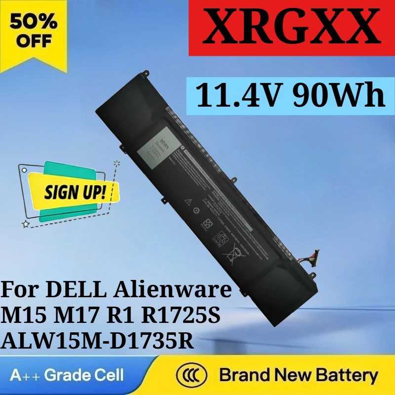 11.4V 90/99Wh XRGXX 15.2V 60/67Wh 1F22N Battery for DELL Alienware M15 M17 R1 ALW15M-D1735R R1725S R1735R R1738R G5 5590 G7 7590