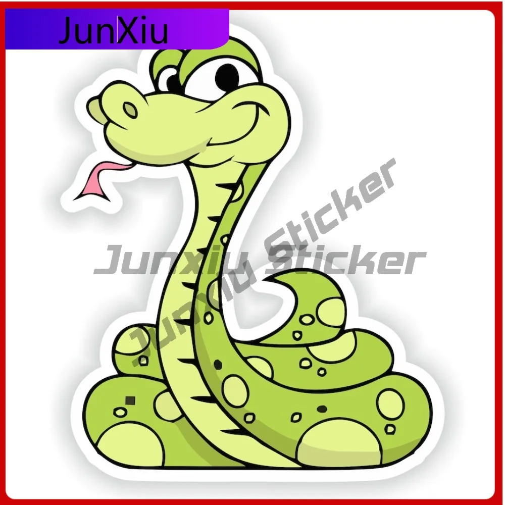 

Cartoon Snake Trendy Motorcycle Waterproof Decal Decoration Funny Wall Boat Window Weatherproof Durable Animals UV Resistant