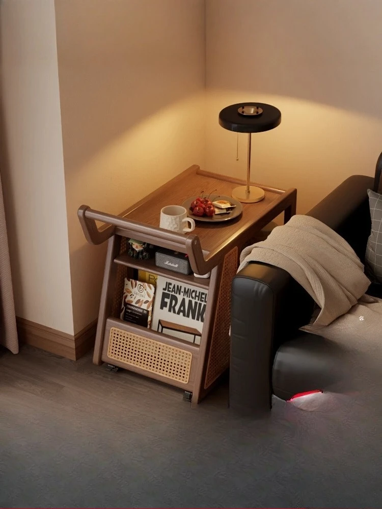 ^Winter wood solid wood sofa side few trolleys sofa side cabinet side cabinet living room home removable medieval tea table