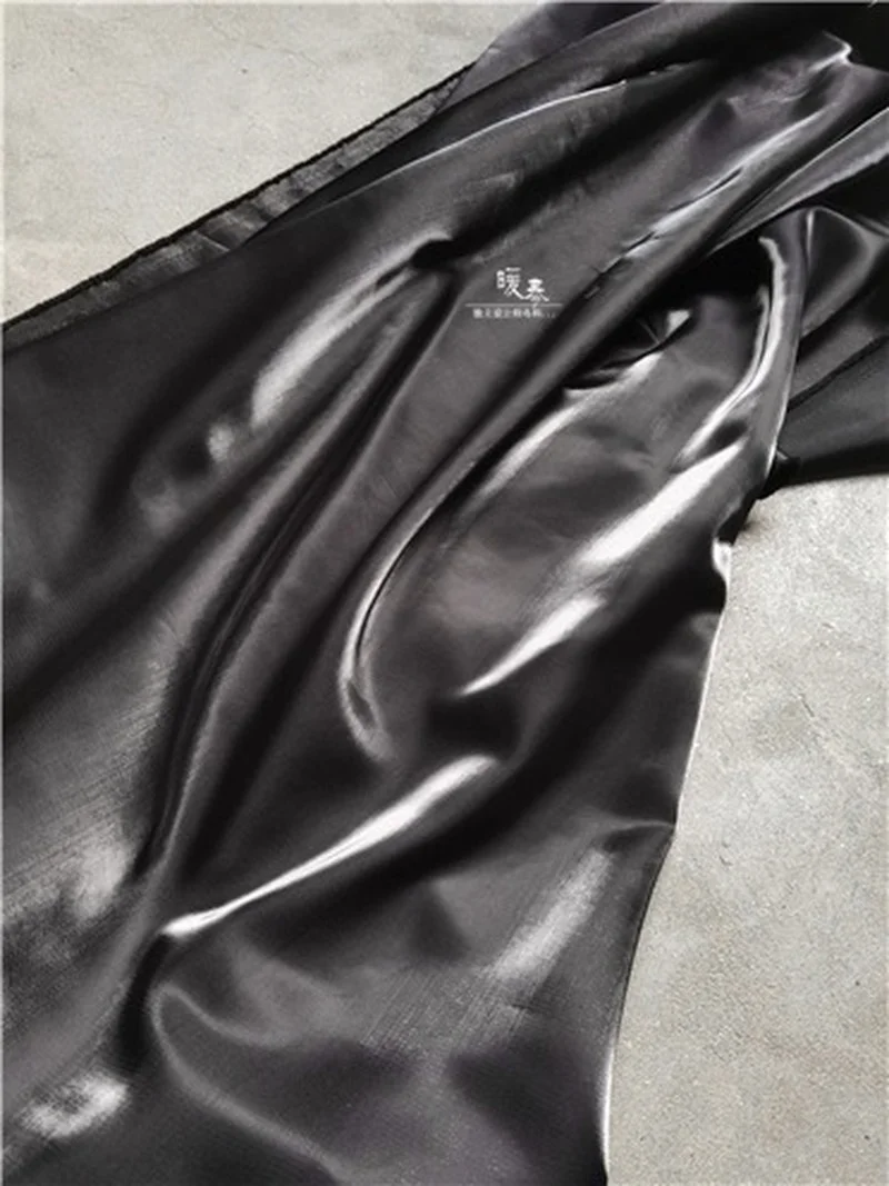 Liquid Reflective Silk Satin Fabric Shiny Black Metallic Luster Silkblend Organza DIY Decor Shirt Dress Clothes Designer Fabric