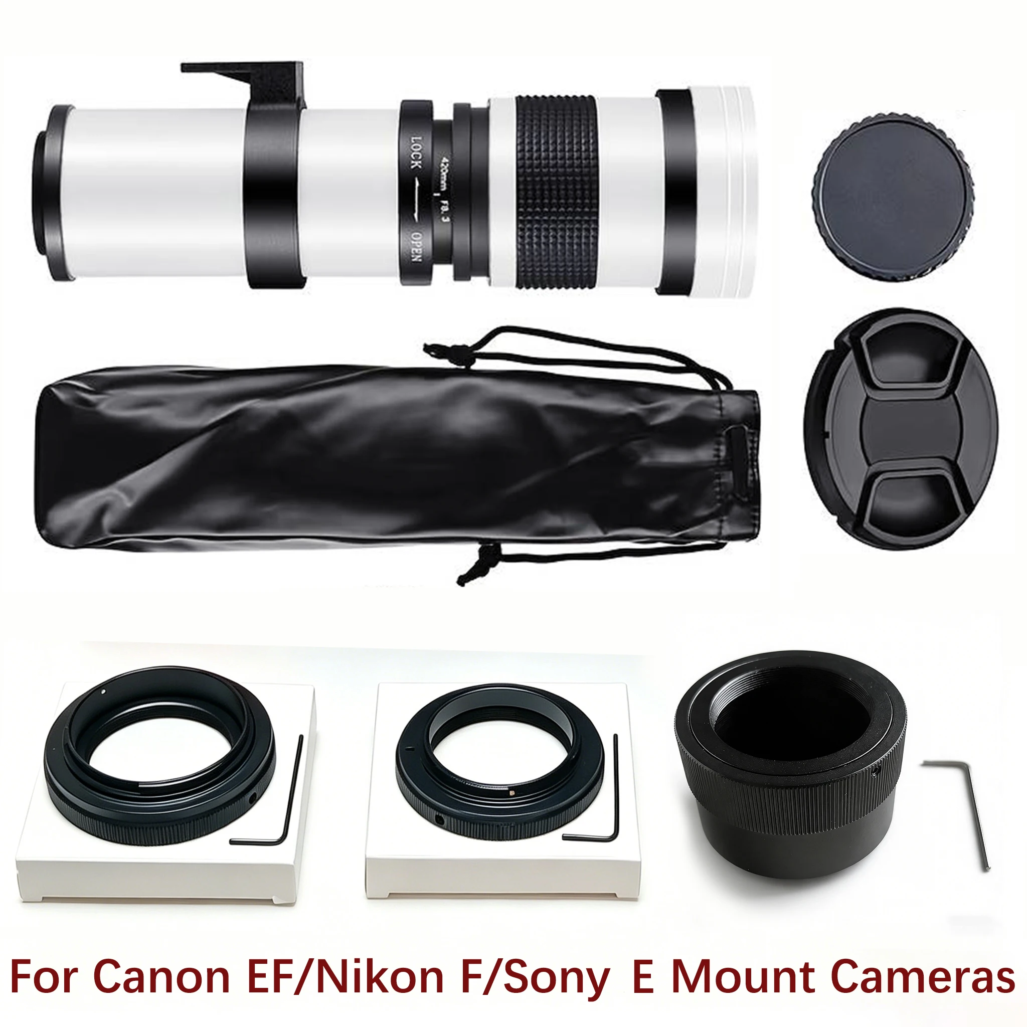 

420-800 Super Telephoto Manual Zoom Lens – Compatible with Canon Ef, Nikon F, and Sony E Lenses – Ideal for Shooting the Moon, Birds, Wildlife, and Natural Scenery