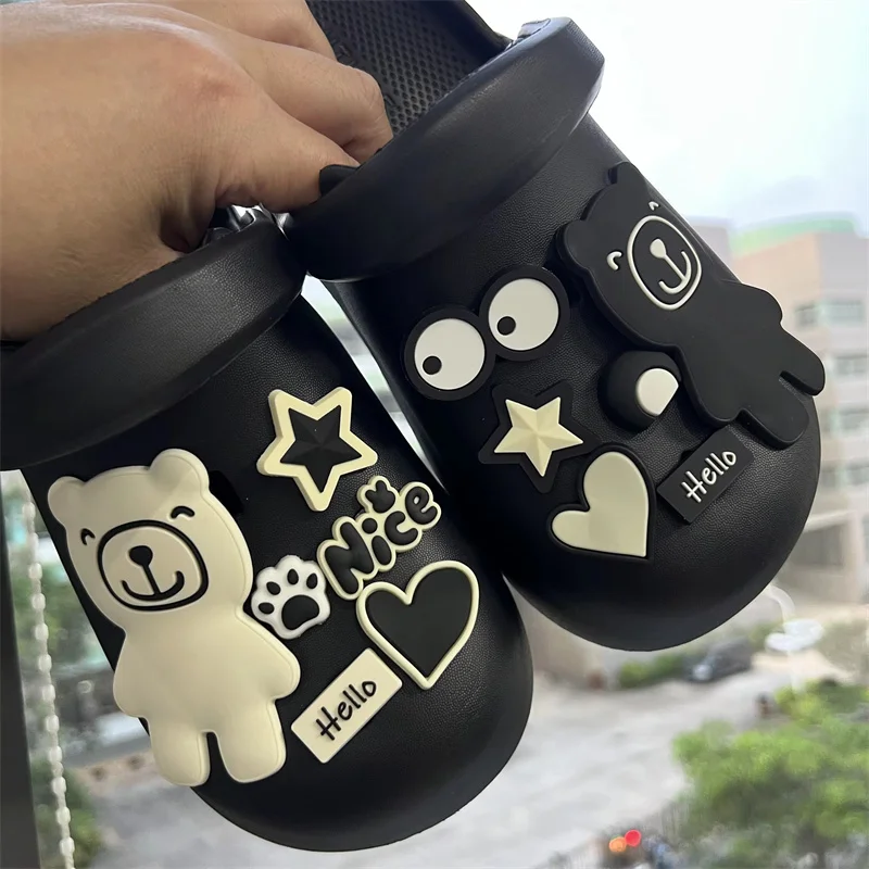 New Large Smiling Little Bear DIY Fashionable Five pointed Star Love Shoe Buckle Charming Children's Sandals Accessories