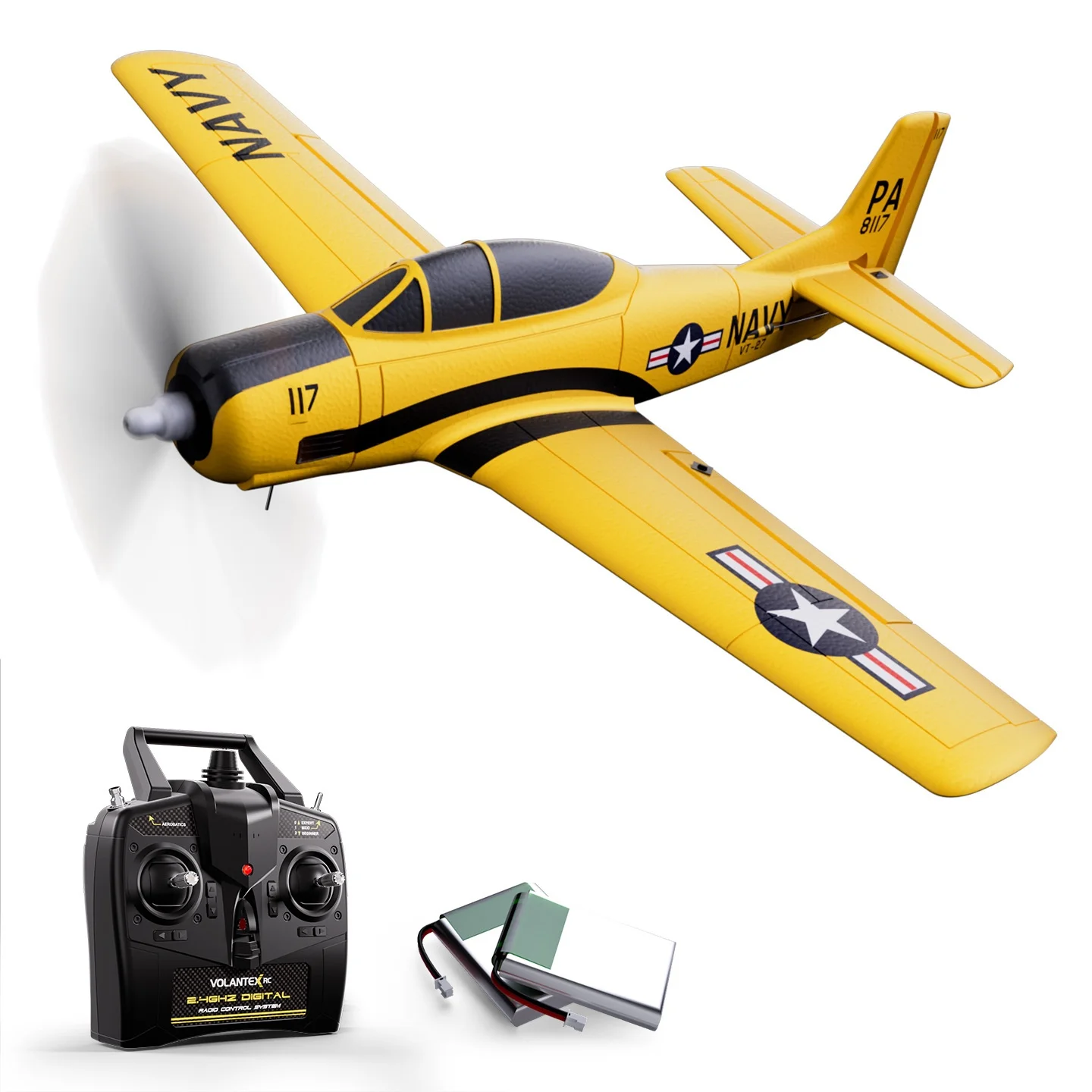 Orans T-28 طائرة ثابتة الجناح للتحكم عن بعد 4 في 1 لعبة مجسمة محاكاة حيلة سهلة التجميع متينة للعب الداخلي/الخارجي