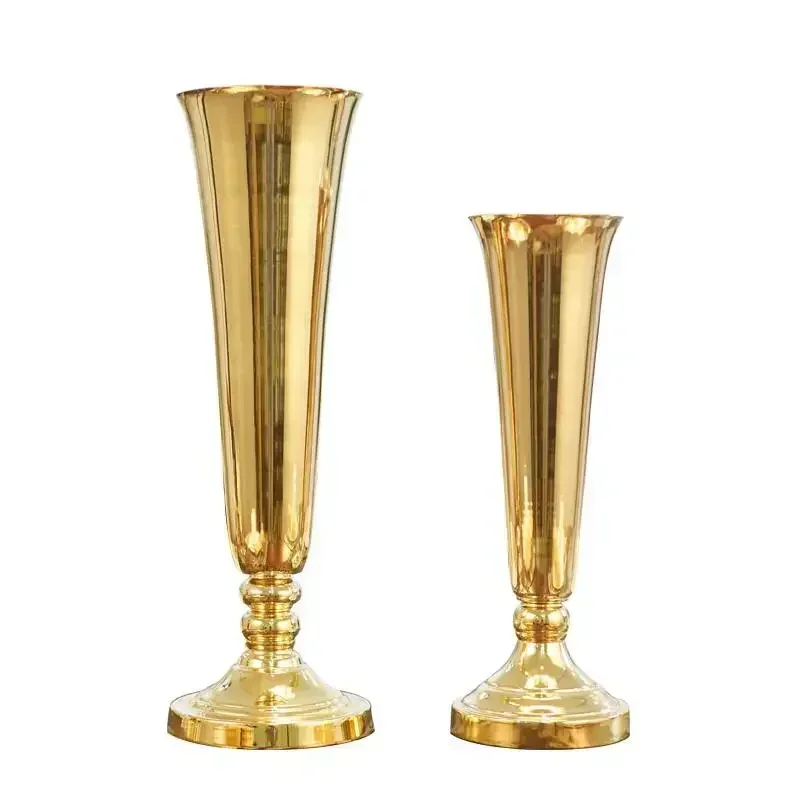 Modern Simple Luxury Metal Vase Crafts Home Desktop Figurines Artificial Flower Arrangement Decoration European Bar Furnishing