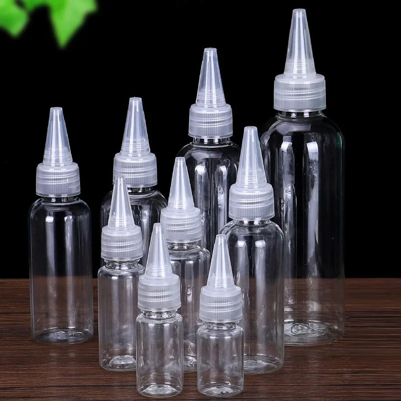 10Pcs 10ml/20ml/30ml/50ml/100ml Plastic PET Empty Dropper Bottles E Liquid Juice Disinfectant Ink Pigment Clear Long Tip Bottle