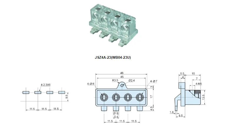 1 Stuks JSZ4A-23A (WB04-23U) Auto Versterker Aansluiting Terminal Serie Terminal Blok