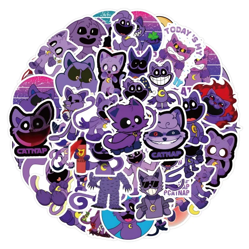 55pcs Catnap Purple Sleepy Cat Graffiti Sticker Water Cup bagaglio Laptop cellulare Car frigorifero decorazione Sticker