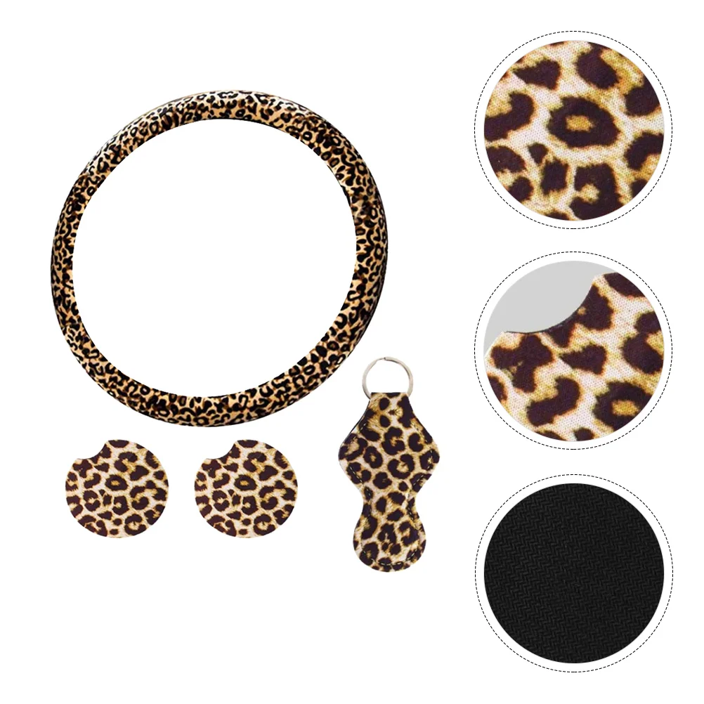 Car Steering Wheel Cover Leopard Decor Common Accessories Waterproof Anti-skid Kit Accessory Automobile