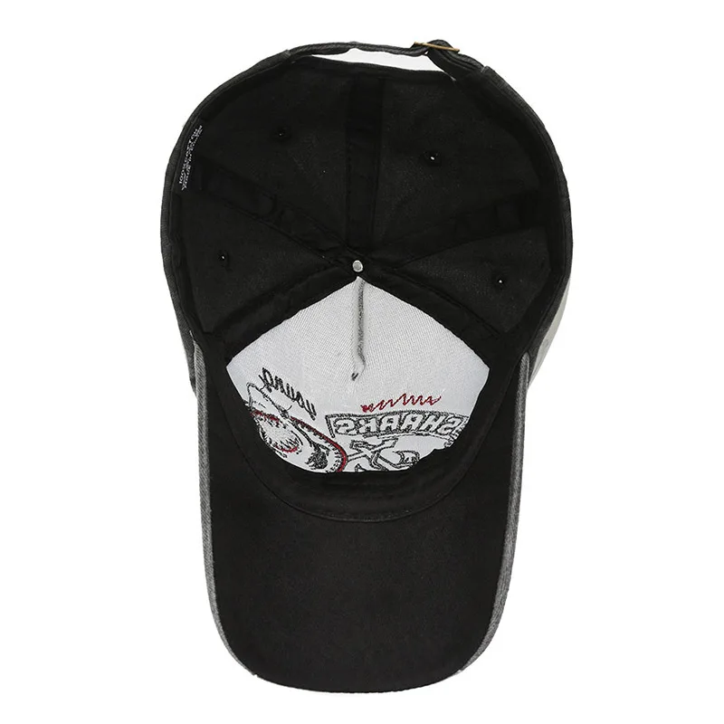 Retro Shark Embroidered Baseball Caps Bone Solid Animal Cartoon Men Women Cotton Stretch Hip Hop Streetwear Sun Hats