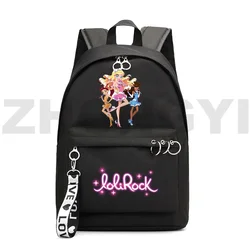 Cartoon LoliRock Hip Hop plecaki piękne dziewczyny LoliRockstar muzyka Mochila Zipper moda wykonawczy plecak kobiety dzieci Bookbags