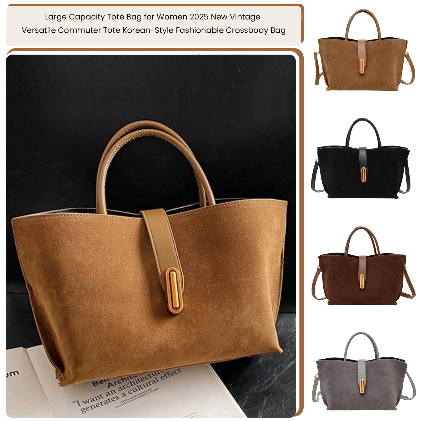 

Универсальная сумка через плечо из искусственной замши, универсальная сумка через плечо большой вместимости, однотонная сумка для покупок, работы, свидания, вечеринки