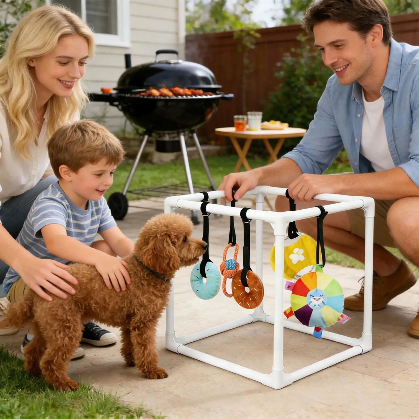 

Игровой центр для щенков с 5 подвесными игрушками, игровая площадка для маленьких собак, сборная рама, тренажер для дрессировки, прорезывания зубов, успокоения и игр на полу