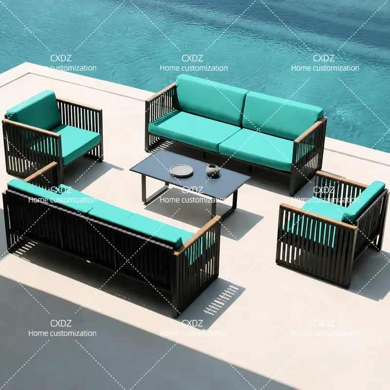 Outdoor Aluminum Alloy Rattan Sofa Set Waterproof Sunscreen Leisure Combination Furniture for Courtyard Villa Balcony Patio