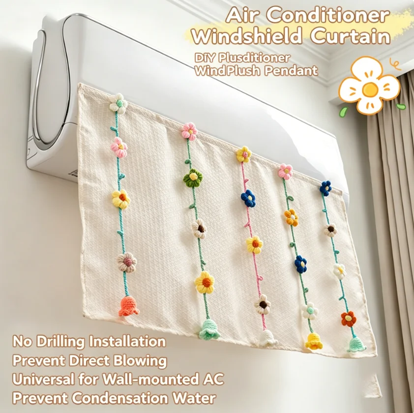 Universal Air Conditioner Windshield Curtain Fabric Art Dustproof Windproof Door Curtain Bedroom Decorative Chinese Style Han
