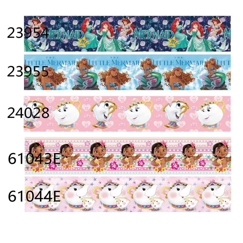 5Yards Disney The Little Mermaid Moana Cartoon Grosgrain Ribbon for Haribows Gift Packing Sew Accessories