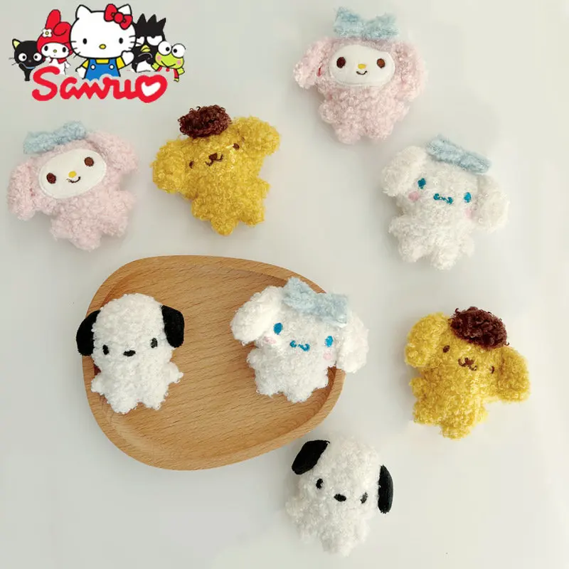 1Pc Sanrio Doll Brooch Melody Kuromi Cinnamoroll Pochacco Cartoon Bag Socks Headwear Accessories Pendant Stuffed Collection Gift