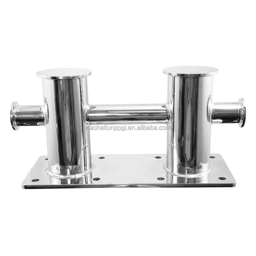 High Quality 316 Stainless Steel Marine Hardware Double Cross Boat Bollard High Mirror Polished Yacht Bollard Mooring Bollard