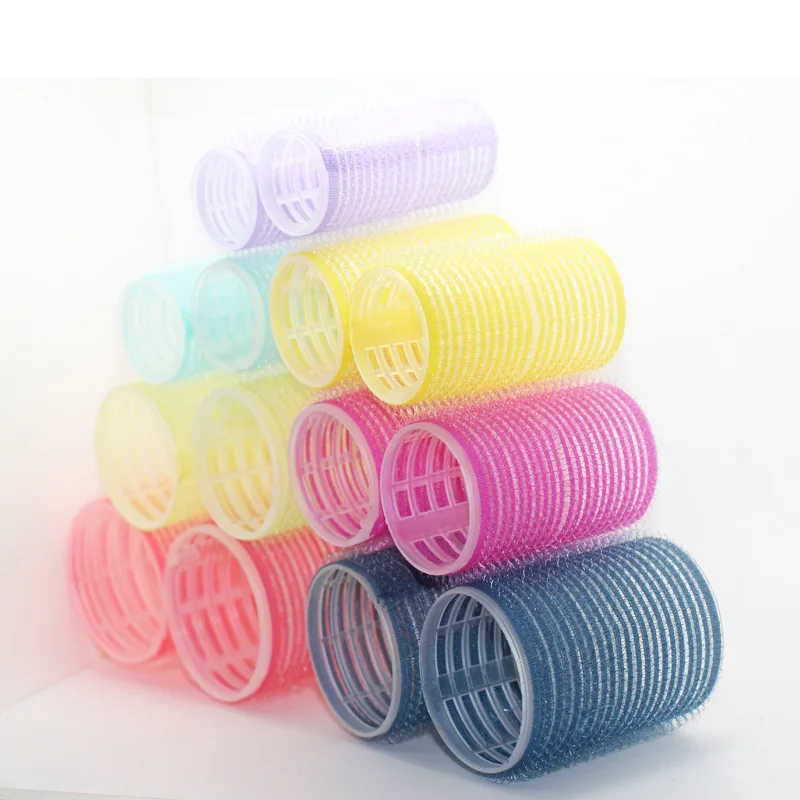 6pcs Self-Grip Hair Rollers Heatless Hair Curlers No Heat Hair Bangs Volume Self-adhesive Hook & Loop DIY Styling Tools