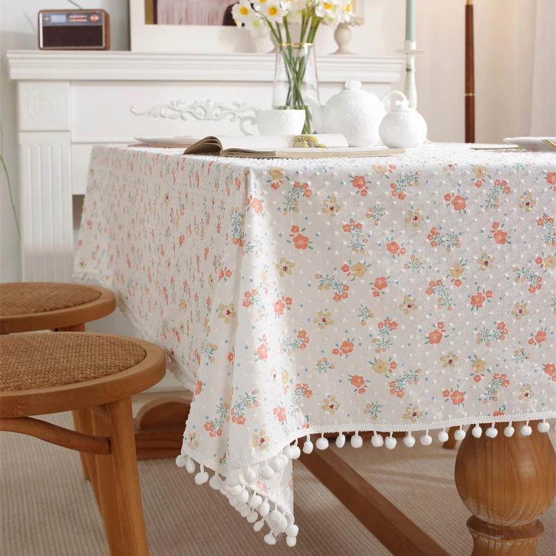 

Cotton Floral Tablecloth Tea Table Decoration,Rectangle Table Cover For Kitchen Wedding Dining Room Party Cloth CoverDecoration