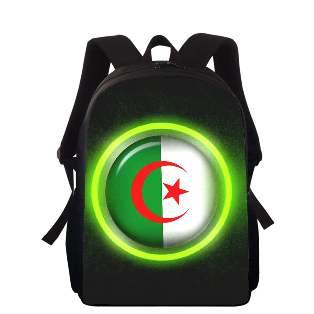 

Algeria Flag 15” 3D Print Kids Backpack Primary School Bags for Boys Girls Back Pack Students School Book Bags