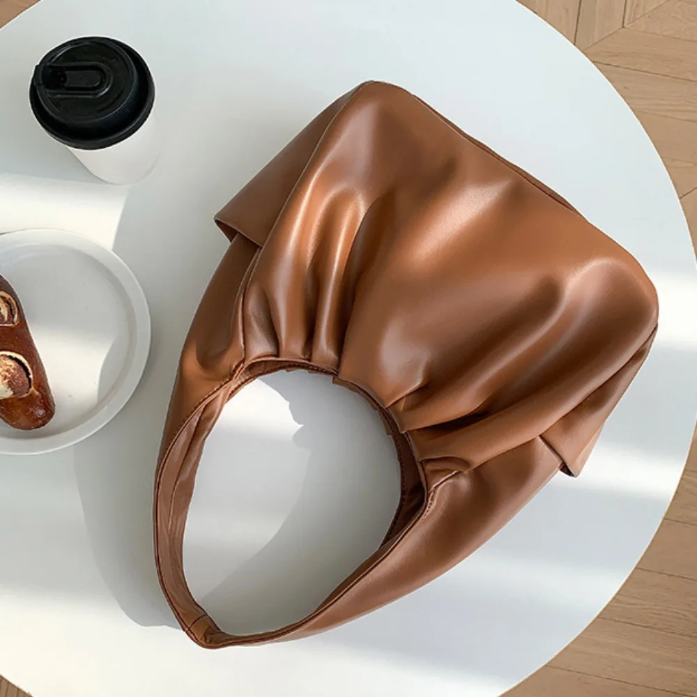 Плиссированная сумка в корейском стиле, сумка на плечо, полумесяц, круассан, облачная сумка, сумка для подмышек, сумка на одно плечо из искусственной кожи, сумка для подмышек