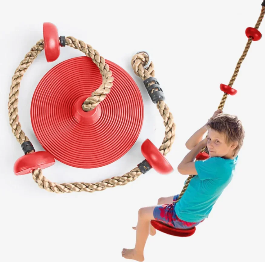 12'' Kids Tree Swing Climbing Rope With Platforms Disc Tree Swing Seat Outdoor Indoor Swing Set Accessories