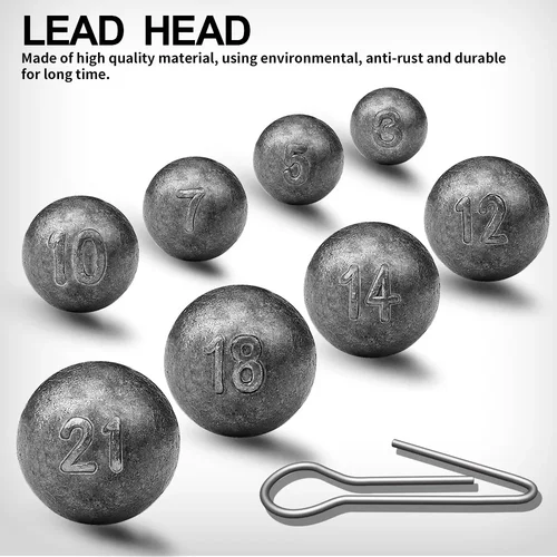 Accesorios de pesca con cabeza de anzuelo con plomo, 3g, 5g, 7g, 10g, 12g, 14g, 18g, 21g, colgante de plomo, colgante redondo, plomos de pesca para señuelo