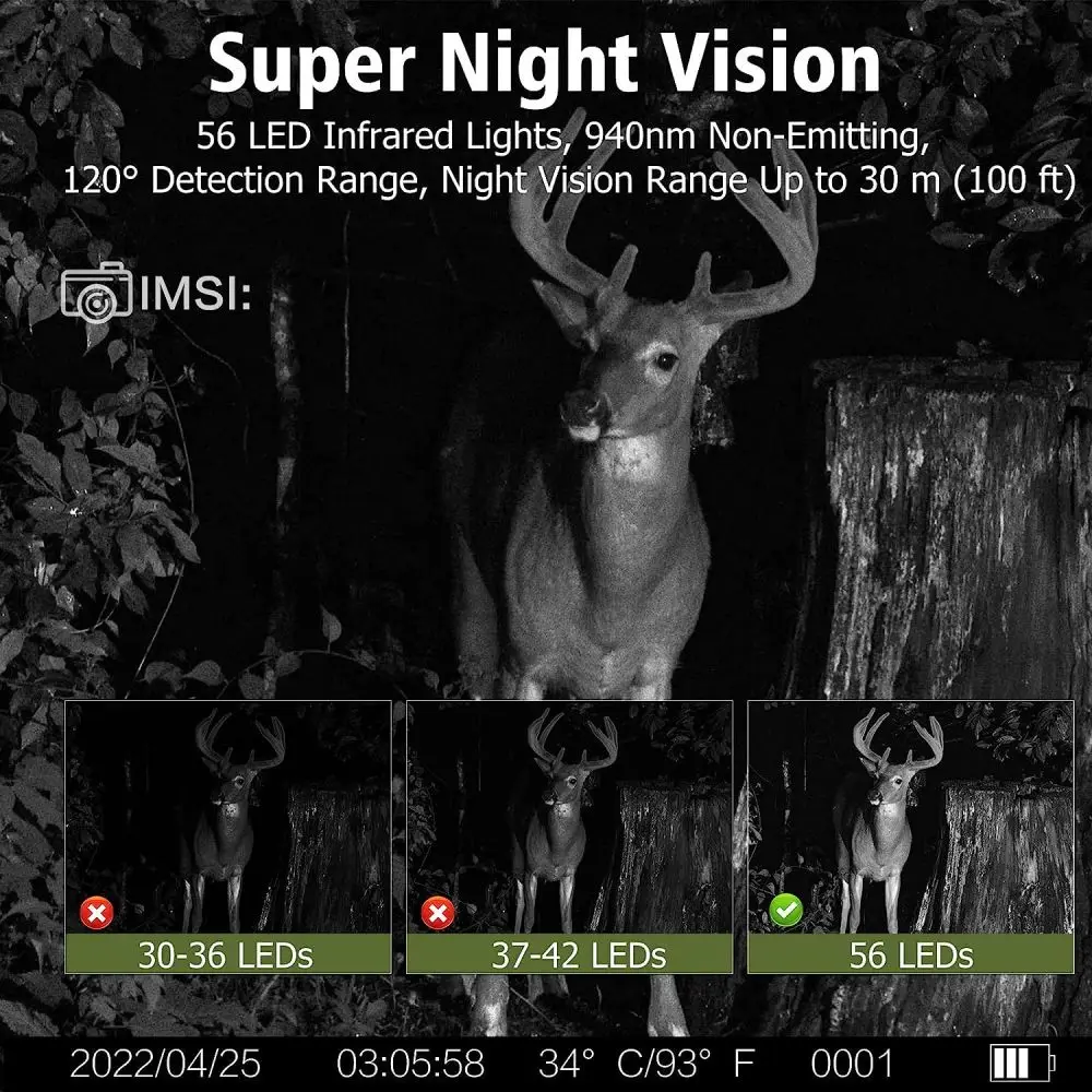 Cámara de caza 4K visión nocturna – Fototrampera exterior IP66 - imagen 3