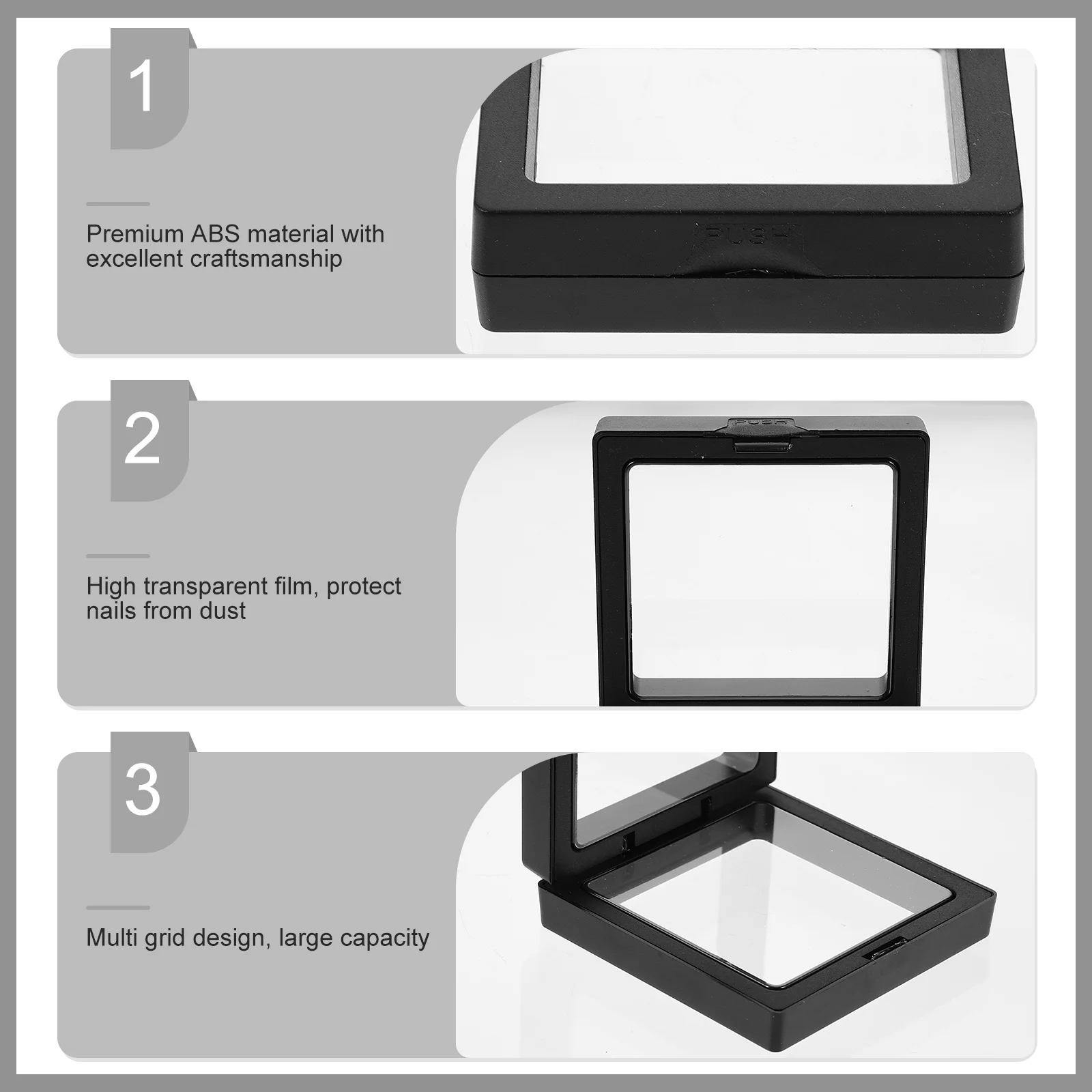 

3Pcs False Nail Organizer Box Premium ABS Material Compact Transparent Storage Container Stackable for Nail Art Tools Fake Nails