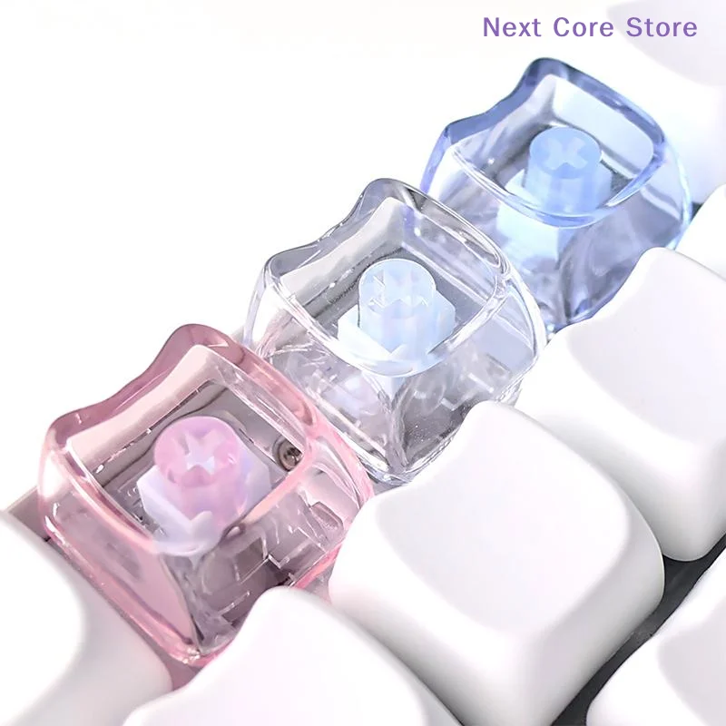 [NC]10/20PCS Cute Cat Shaped Transparent Keycaps PBT 1U PC Blank Key Caps MAO Profile No Engraved Keycap For MX Switch Keyboard