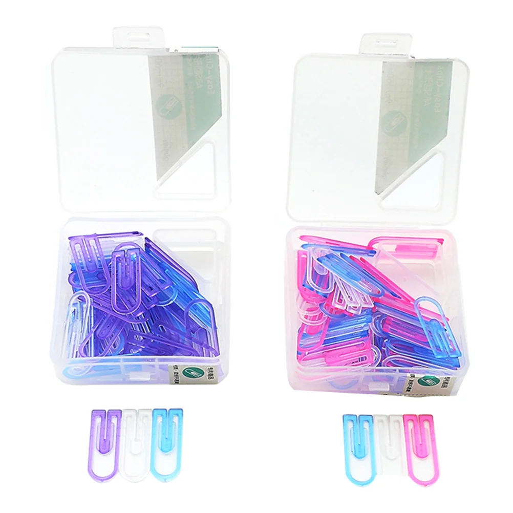

120 Pcs Creative Paper Clips ABS Plastic Office Supplies Cute Shaped Fasteners for Books Documents Study Accessories Portable