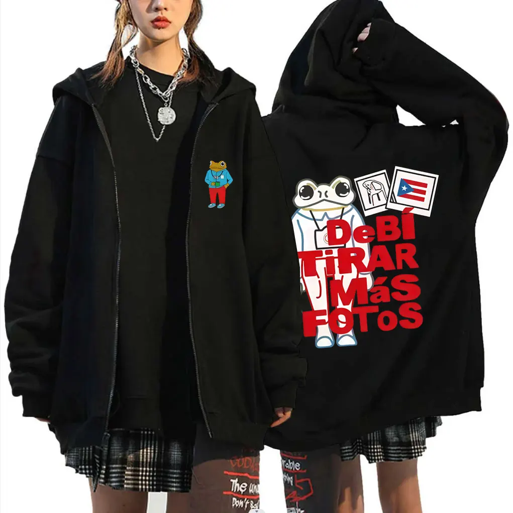 

Rapper Bad Bunny Zipper Hoodie Debi Tirar Mas Fotos DTMF World Tour Zip Up Jacket Men Clothing Fashion Hip Hop Zip Up Sweatshirt