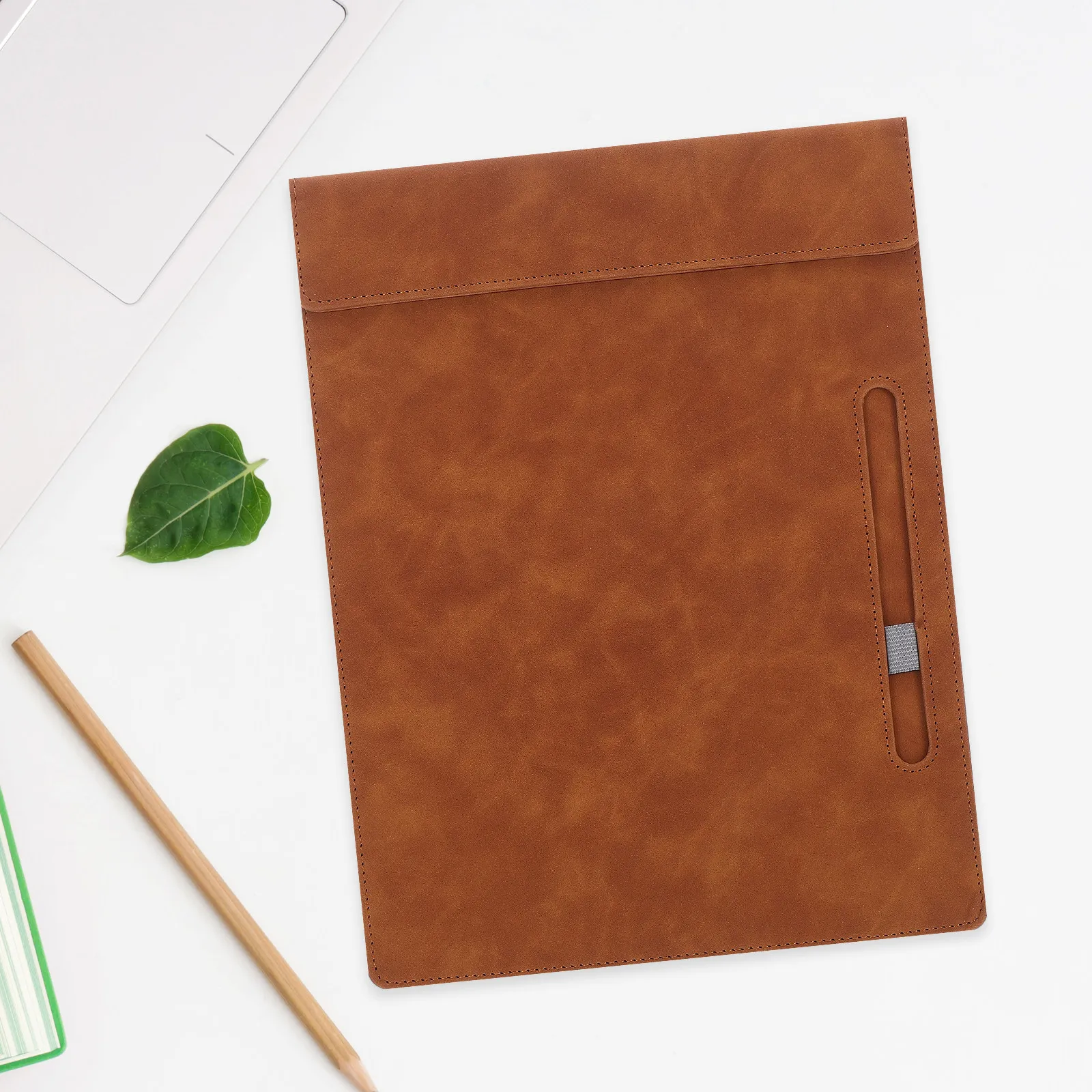 

Professional PU Clipboard Writing Pad with Integrated Pen Holder Multifunctional Document Organizer for Office Meetings Portable