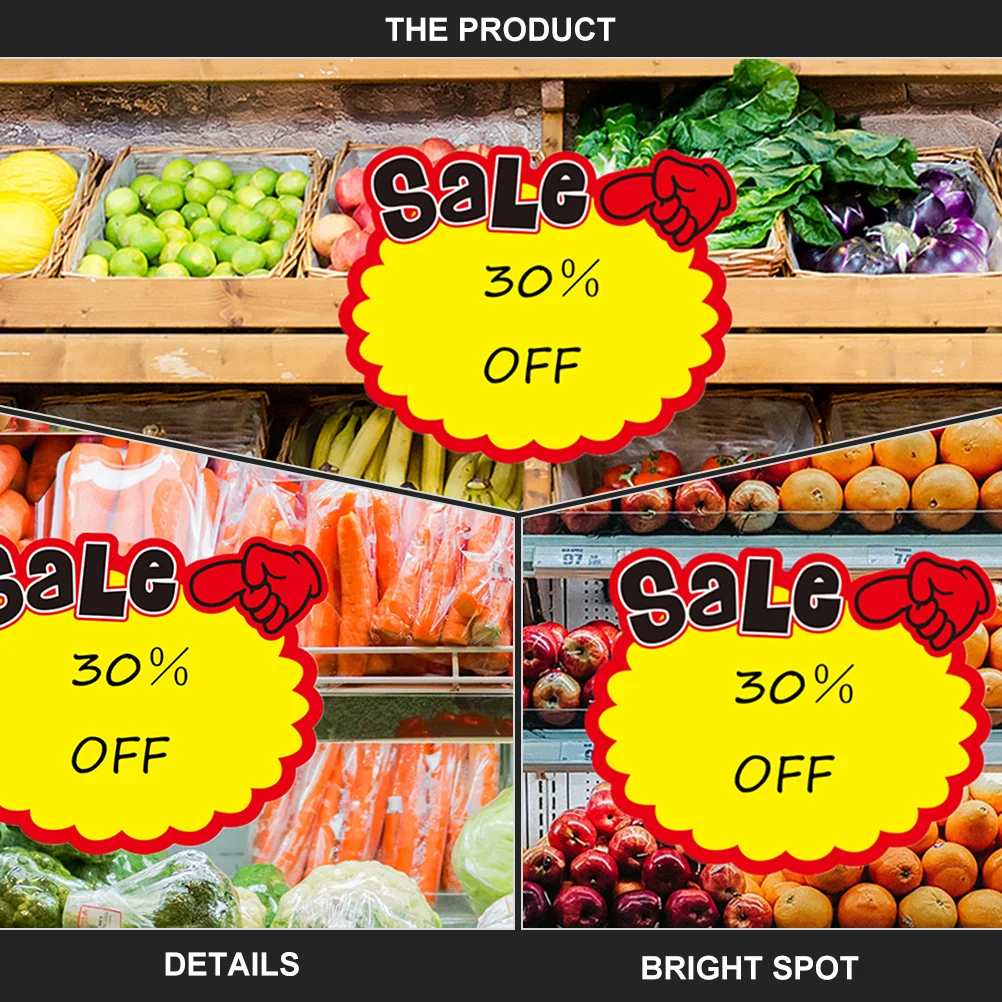 

50 pcs Price Tags Blank Advertising Stickers Promotional Sale Signs For Retail Store Garage Market Fundraiser School Carnival