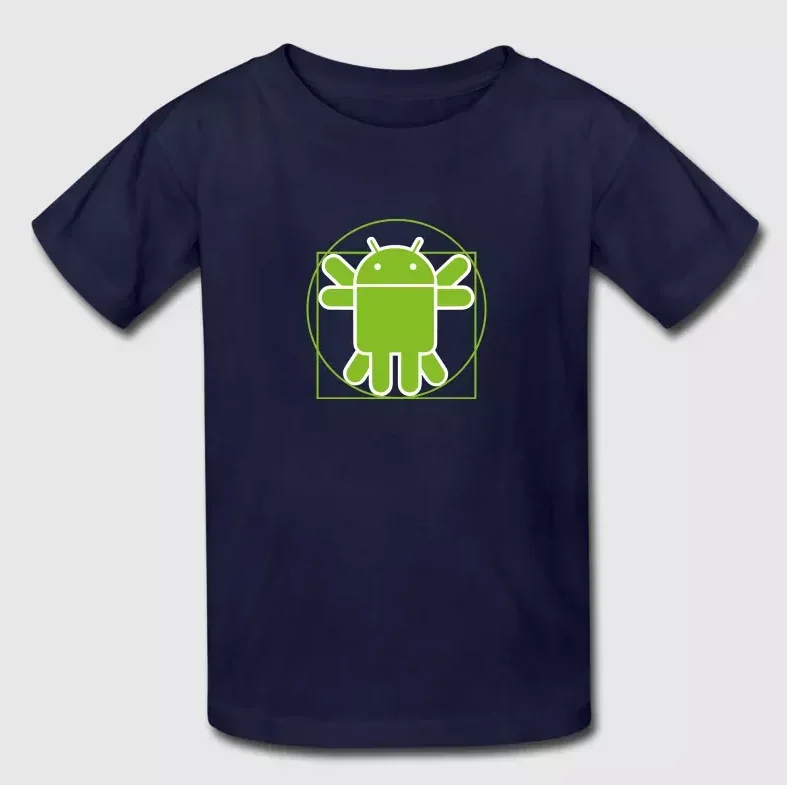 Funny Android Vitruvian Graphic T-Shirt 100% Cotton O-Neck Summer Short Sleeve Casual Mens T-shirt Size S-3XL