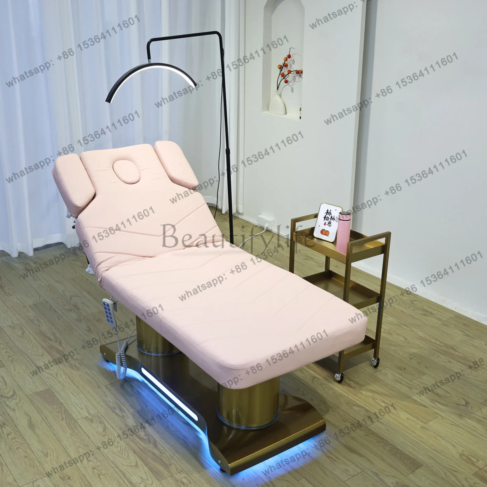 

02Beauty Care Bed, Facial Care Beds, Massage Table, Legs can Raised and Lowered, Mattress can Semi Folded, Commercial Furniture