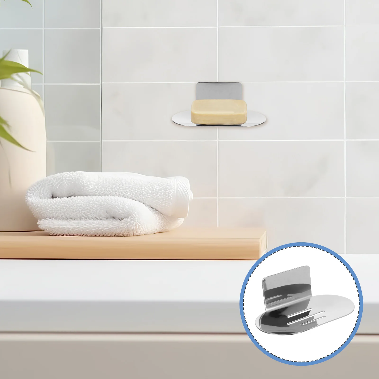 

2Pcs Stainless Steel Soap Holder Adhesive No Drilling Soap Dish with Drainage for Shower Bathroom Sink Sink Trays for Bathroom