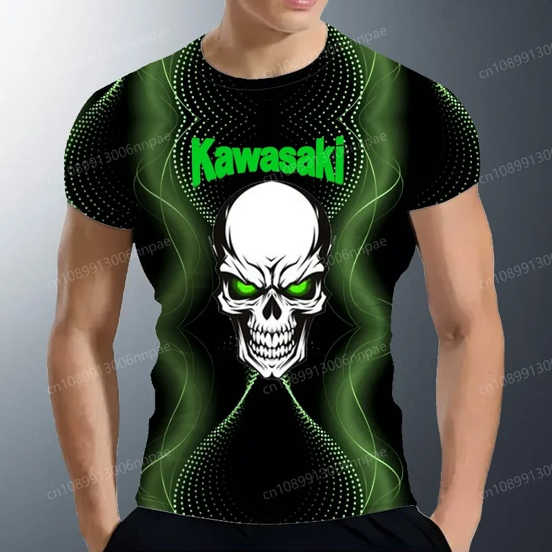 

Men Summer 2025 Short Sleeve Motorcycle New Kawasaki Men's T-shirt Comfortable Racing Sweat Absorbing Quick Drying Cool T-shirt