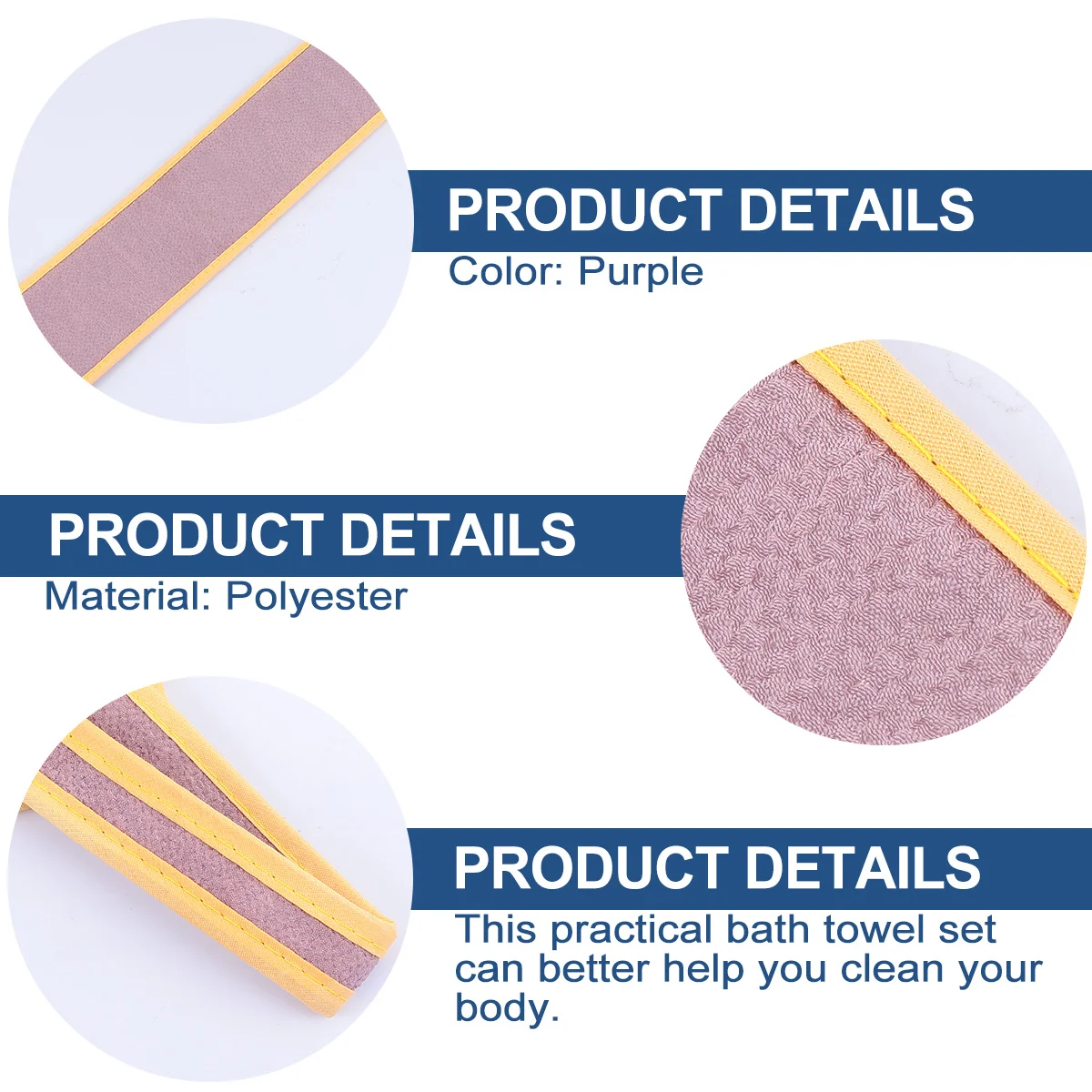 

2Pcs Bath Scrubber Set Back Exfoliator Made Polyester Soft Breathable Back Scrubber Towel for Skin Care Cleaning Bath Supply