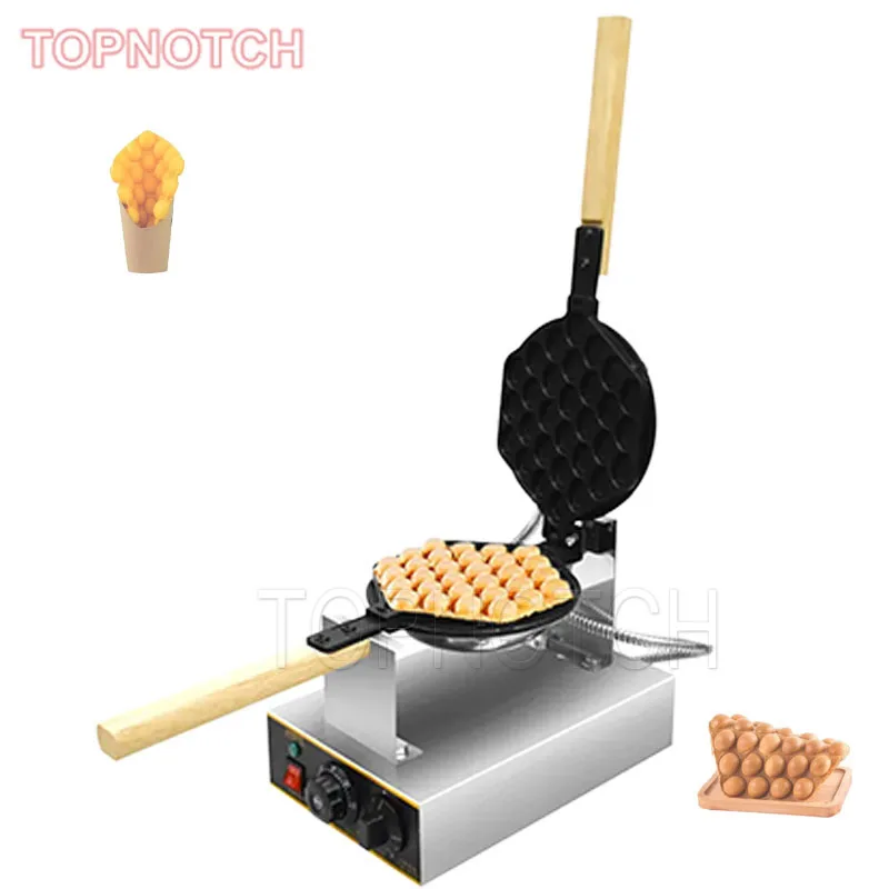 

Commercial Bubble Waffle Maker 1400w Egg Bubble Puff Iron 180 Degree Rotated 2 Pans Non Stick Teflon Coating