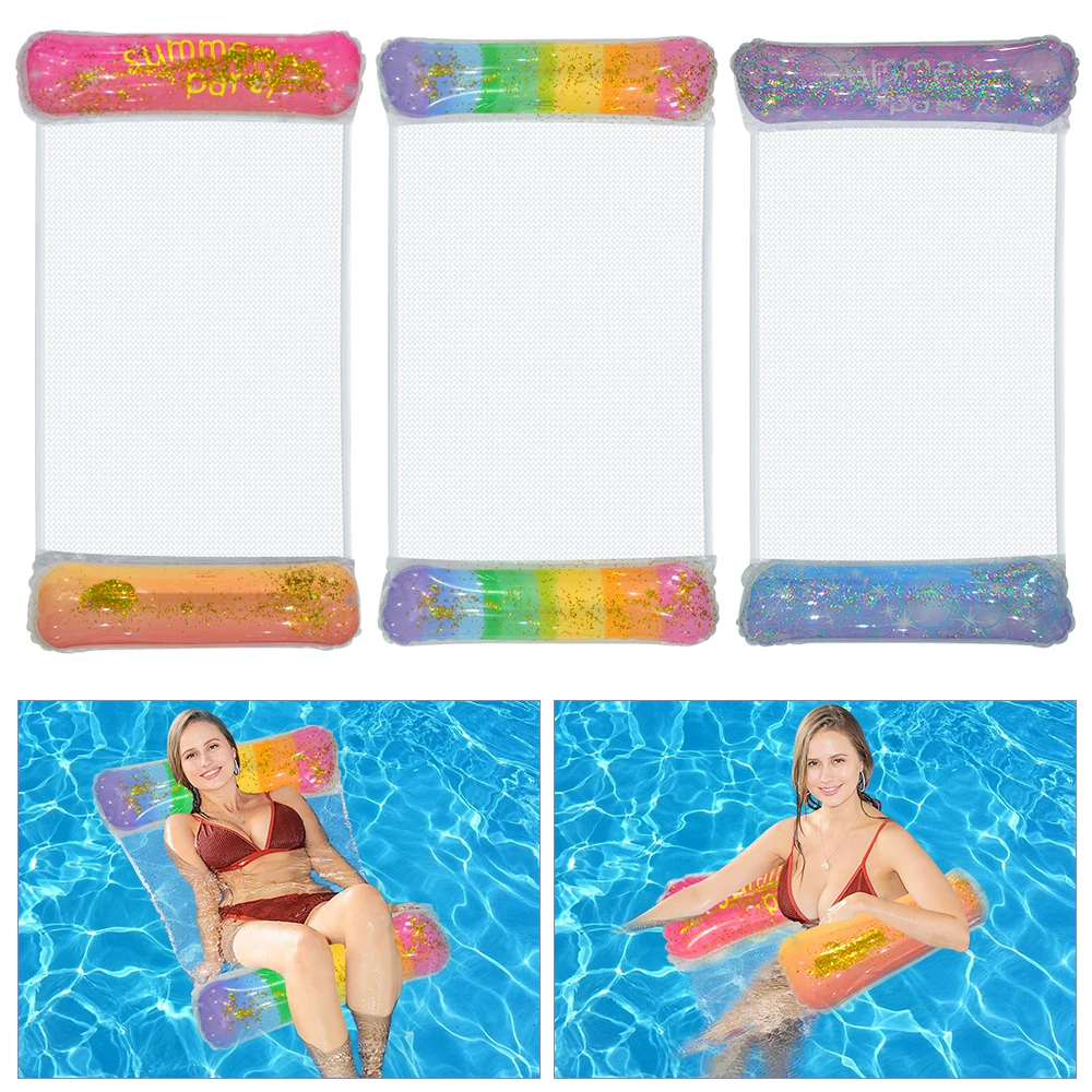 1PC verdikte PVC opblaasbaar fruit hangend bed gradiënt sterrenhemel ontwerp opvouwbaar drijvend bed voor zwembad strand zomerfeest