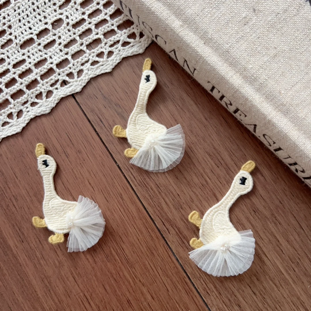 Premium Embroidery Little Swan Fabric Patch DIY Hair Accessory for Shoes Socks Bag Phone Case Clothing Trim