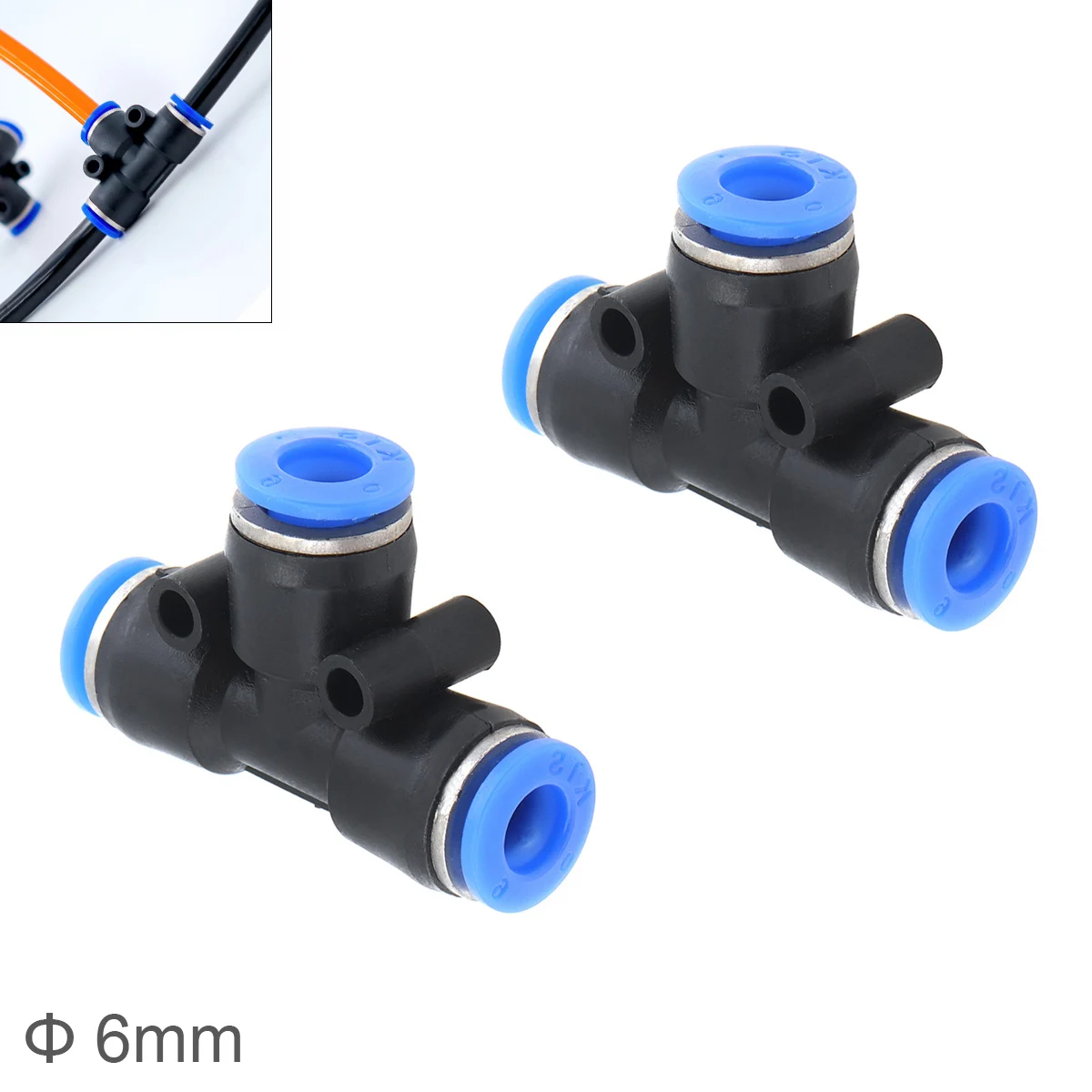 

2pcs 6mm T Shaped APE Plastic 3 Way Pneumatic Quick Connector Pneumatic Insertion Air Tube for Air Tool Quick Fitting