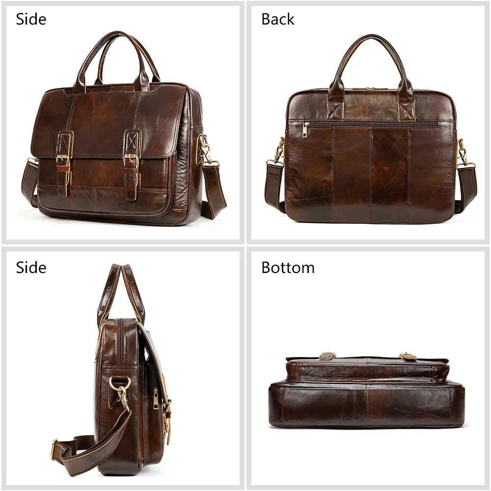 Travel Laptop for Men Large Genuine Leather Handbag Male Business Briefcase Fashion Real Cowhide Computer Shoulder Bag