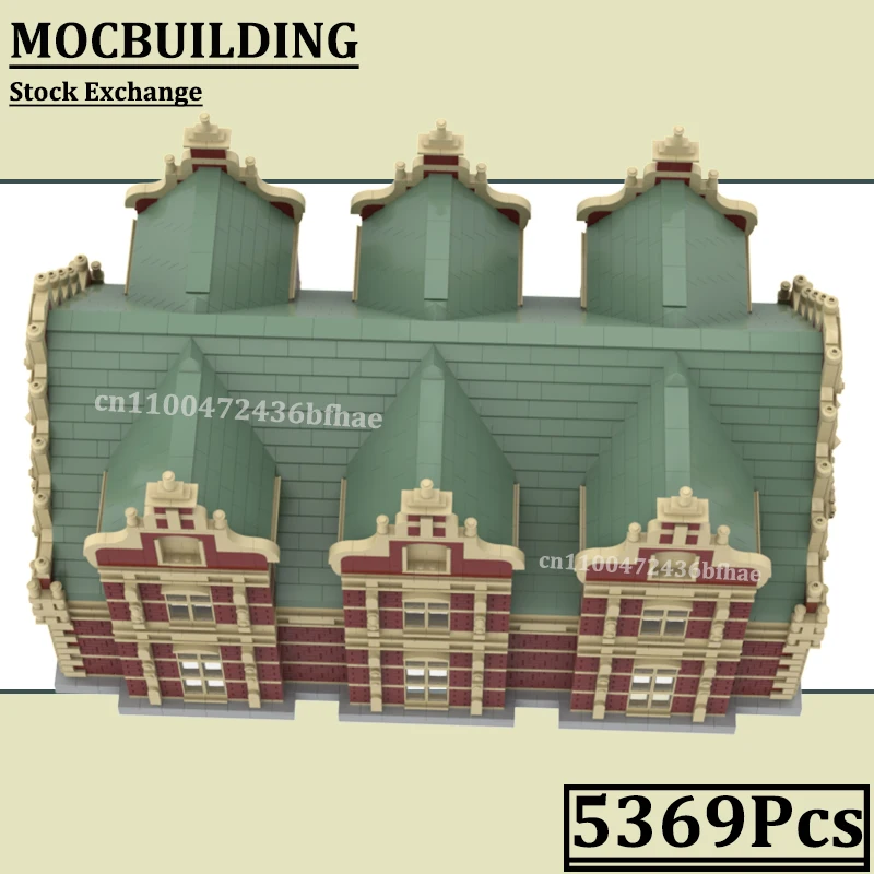 City Street View Stock-Exchange Buildings Bricks Model MOCBUILDING Blocks Architectured Construction Toys Gift Birthday Present