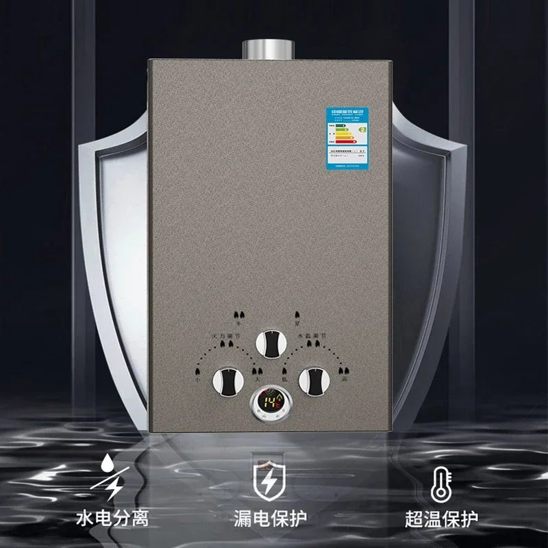 Okra Gas Water Heater for Bathing: Strong Discharge Type Suitable for Low Water Pressure Areas, Operable with Battery