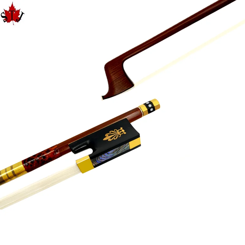 1Pcs Top best brazilwood 4/4 violin bow Fiddle Bow ,Ebony frog，natural AAA+ Siberia white horsehair horsetail，brass parts