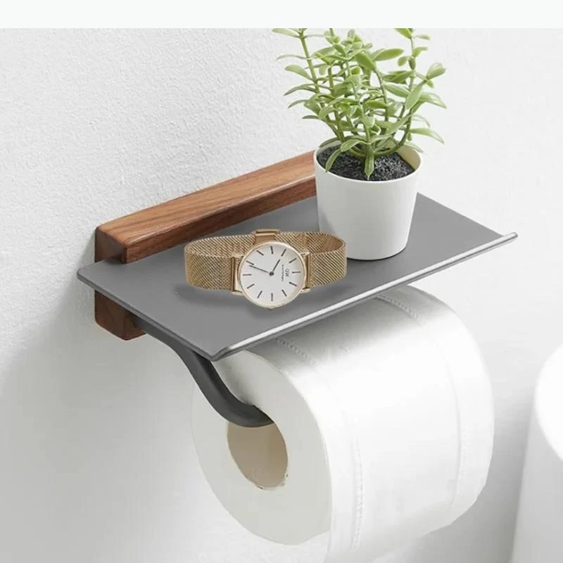 

Roll Paper Wooden Metal Tissue Napkin Wall Shelf Paper Tissue Storage Rack